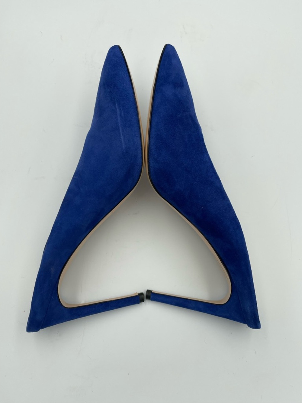 Club Monaco Blue Suede Mule Heels Pointed Toe Stiletto Slip On Pumps Size 38 - Picture 6 of 8